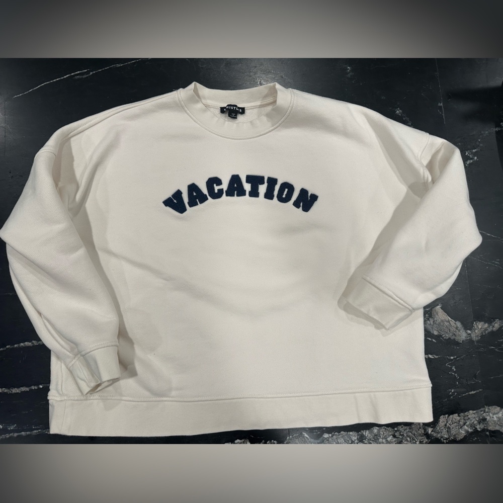 WHISTLES Ivory Vacation Logo Crewneck